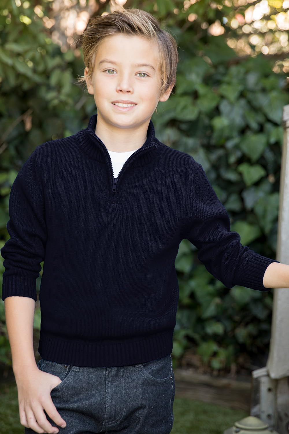 Gioberti Boy's Knitted Half Zip 100% Cotton Sweater - Image 2