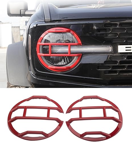 Miniatura 1 de FSYHKJ Protector de faros delanteros para Ford Bronco de 4 puertas 2021-2024, accesorios para faros delanteros (rojo golssy)