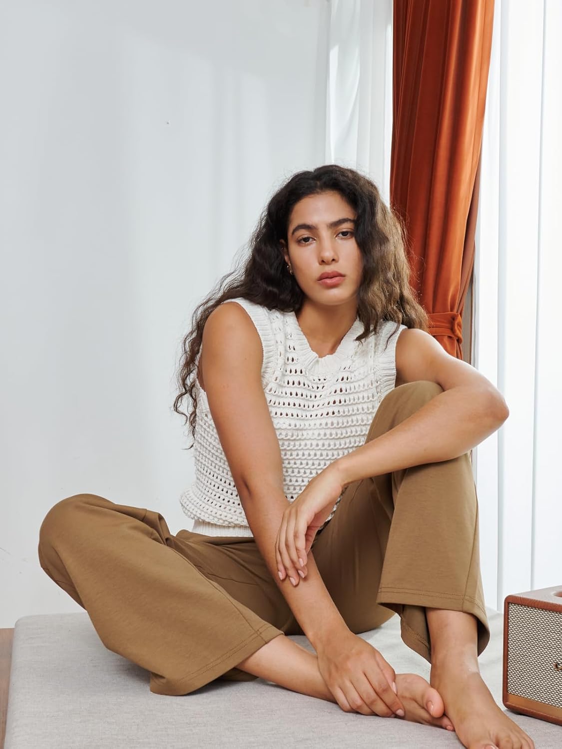 ALLZERO Women's Wide Leg Yoga Pants with 4 Pockets High Waisted Casual Pants Soft Workout Lounge Pants 28'' - Image 3