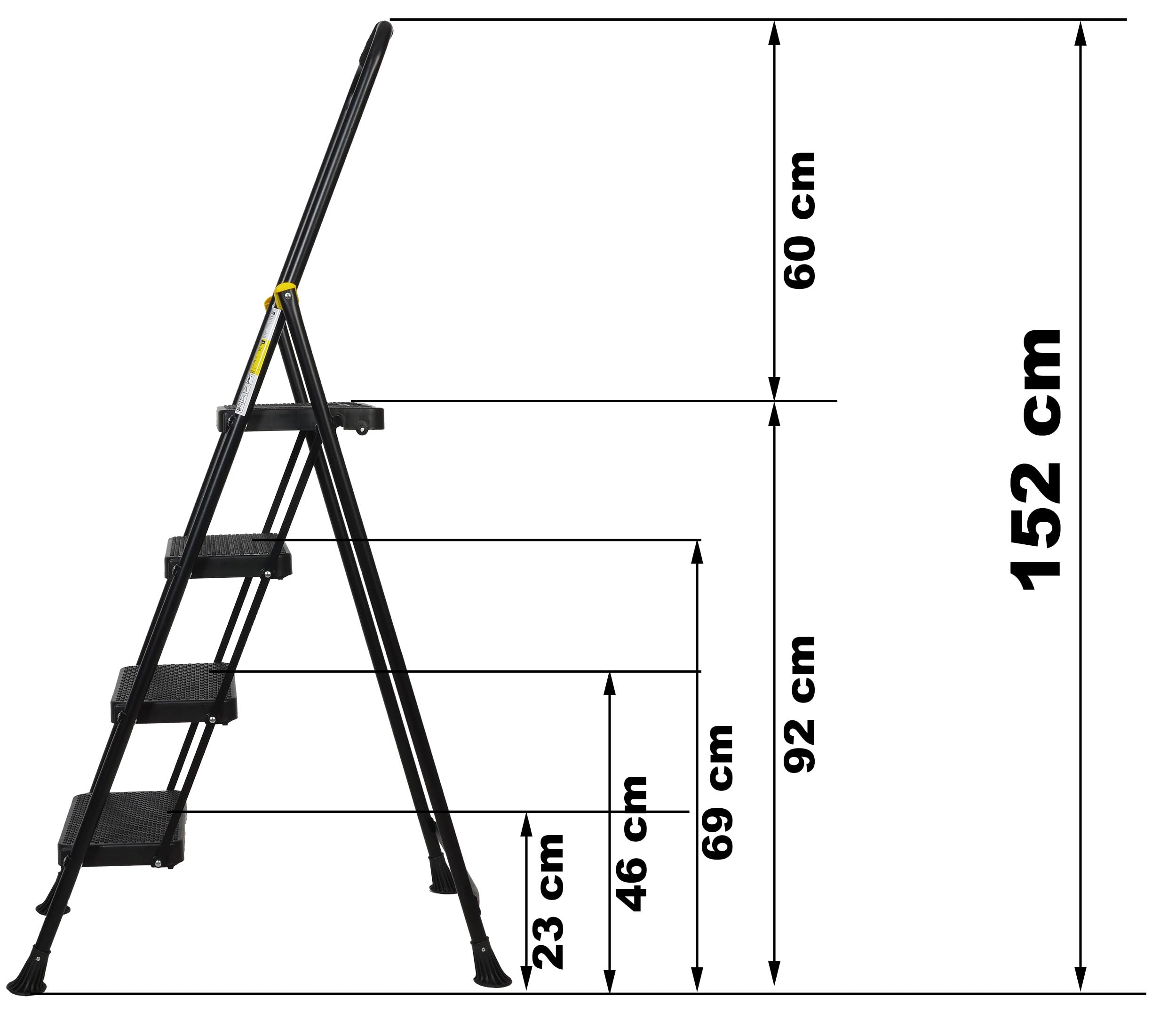 Scala Scaletta Pieghevole 4 Gradini, Bianco con Blocco di Sicurezza, testata fino ad una Portata di 250 kg con Ampio Pedale Antiscivolo, Corrimano a Norma, Sgabello per Cucina Casa Ufficio