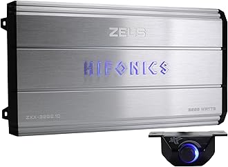 Hifonics ZXX-3200.1D Zeus Mono Channel Car Audio Amplifier (Silver) – Class D Amp, 3200-Watt, Aluminum Heat Sink, Variable Electronic Crossover, Illuminated Logo, Bass Remote Included, 1 Ohm Stable