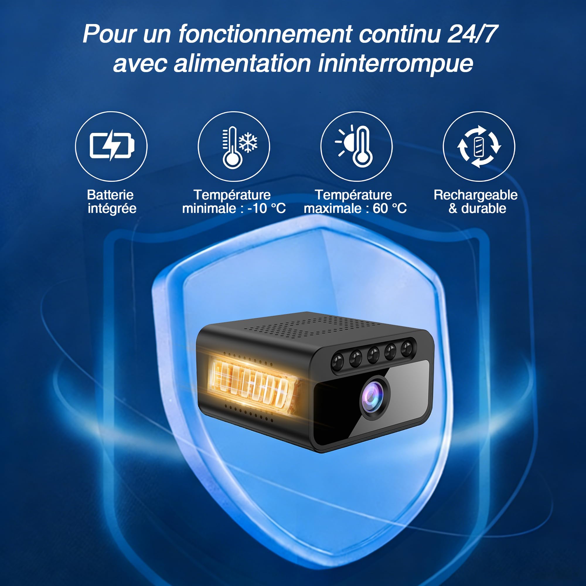 AOBOCAM Caméra Espion WiFi 4K avec Cloud Surveillance Intérieure sans Fil Vision Nocturne Grand Angle 150° Détection de Mouvement IA Mini Caméra de Sécurité