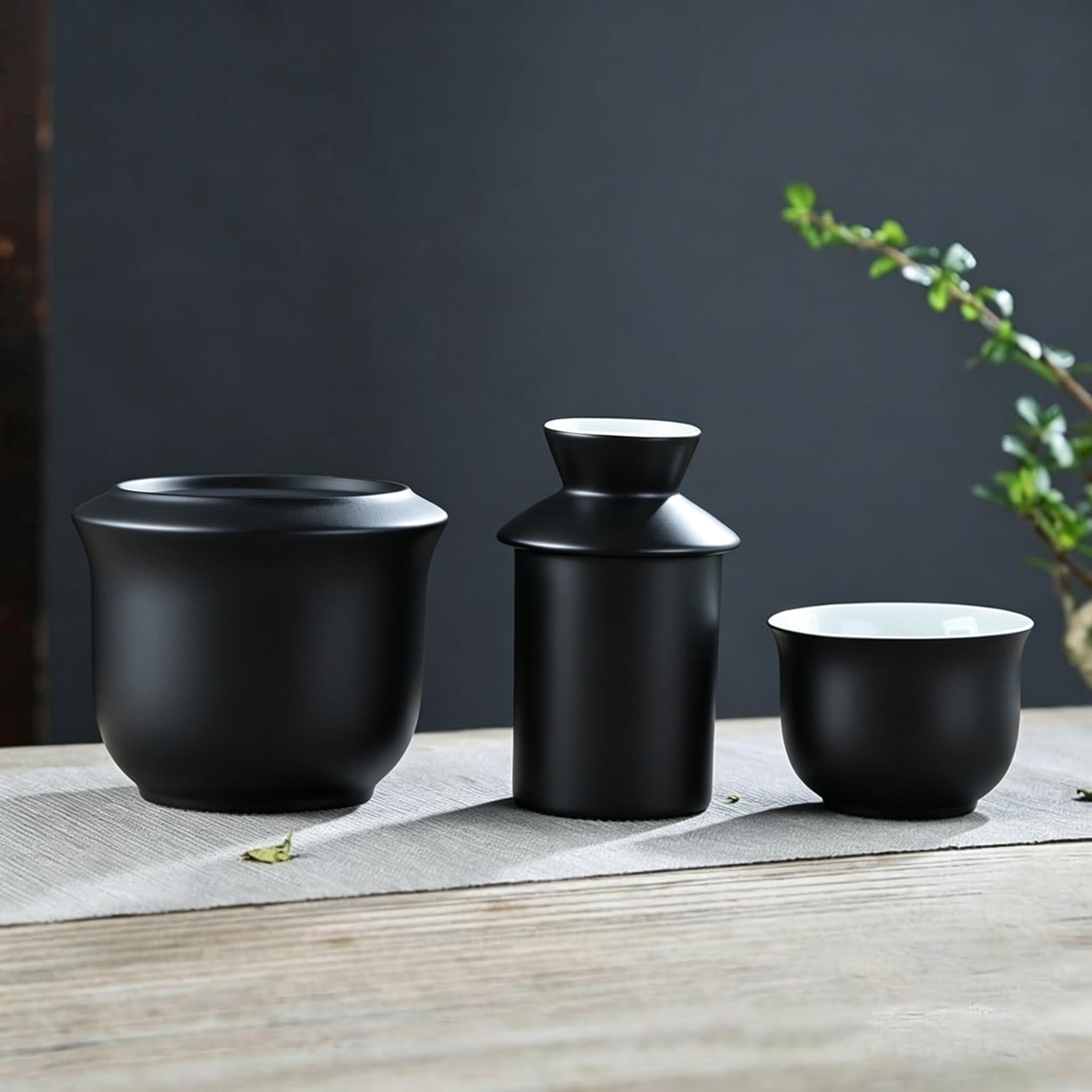 Set da sakè in ceramica 3 in 1, 1 bottiglia Tokkuri e 1 tazza Ochoko, 1 scaldabagno