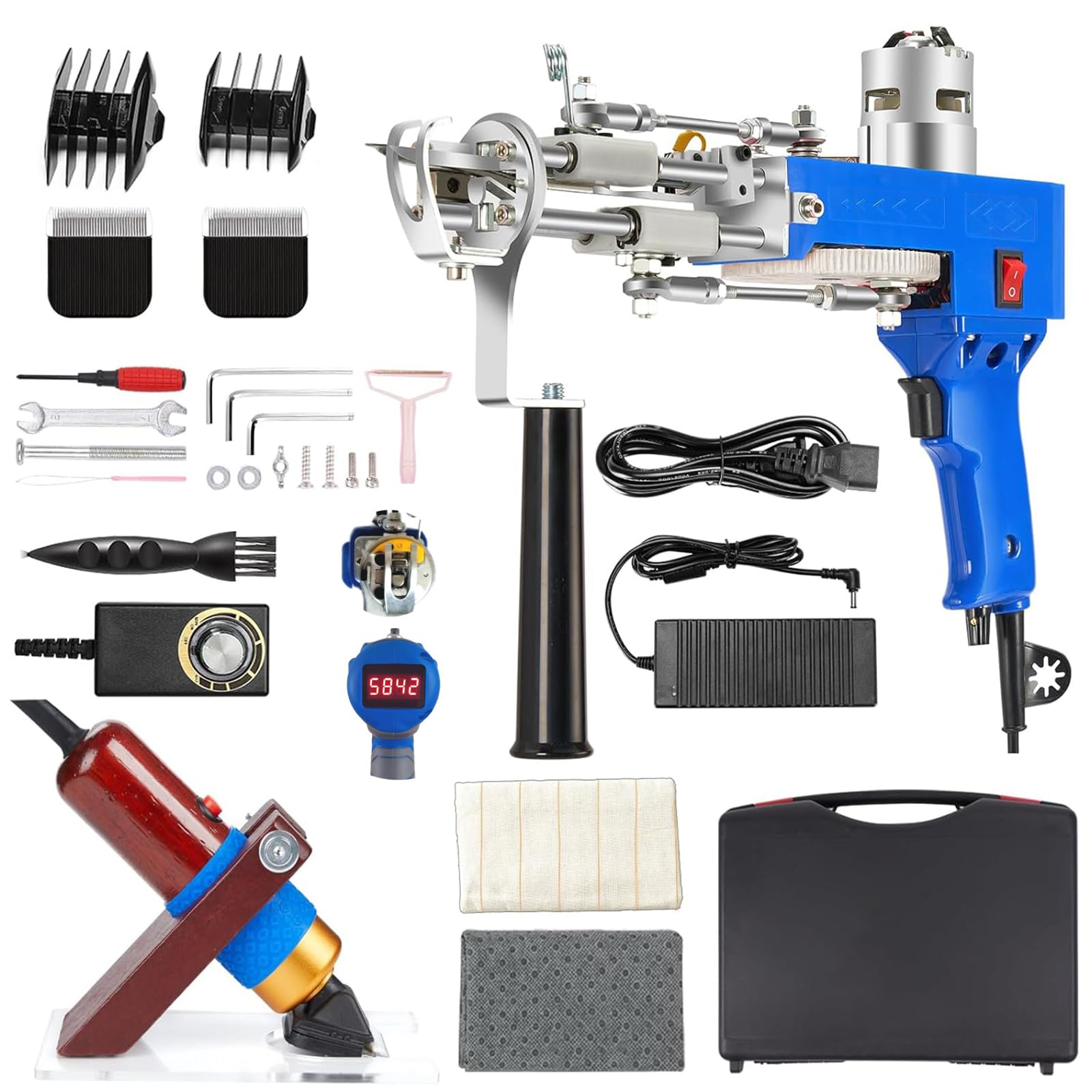 Kit pistolet à tufter de tapis 2 en 1 pour machine de tufting de 1000 à 6000 tr/min