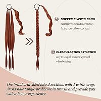 Vista 120 de BARSDAR Extensión de Cola de Caballo Trenzada de 30 Pulgadas de Largo - Extensiones de Cabello de Cola de Caballo Trenzada Rubia Recta Envolvente