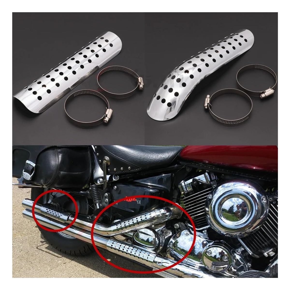 Marmitta Protector Protezione della Protezione Copertura dello Scudo Termico del Tubo del Silenziatore di Scarico Universale per Moto per H&Arley (Color : 13)