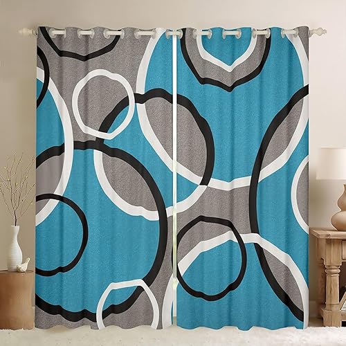 Miniatura 27 de Cortinas cuadradas grises, negras, rojas, blancas, con cuadrícula geométrica para niños, niñas, adolescentes, cortinas de tratamiento de ventanas