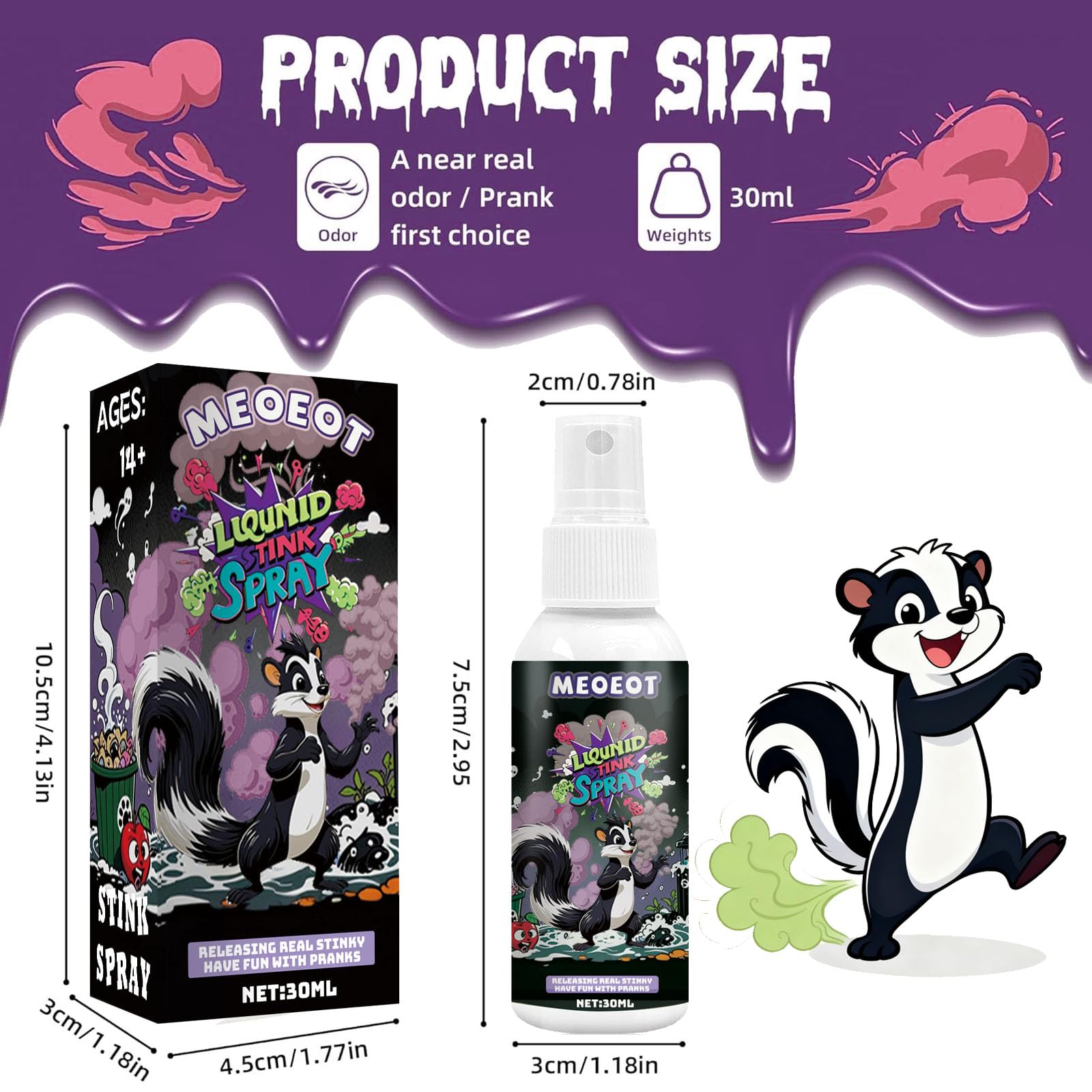 Bardzo silny spray do nieprzyjemnego zapachu, nieprzyjemny zapach w sprayu, śmieszny spray dla dorosłych, straszny zapach w sprayu, 1 sztuka, 30 ml