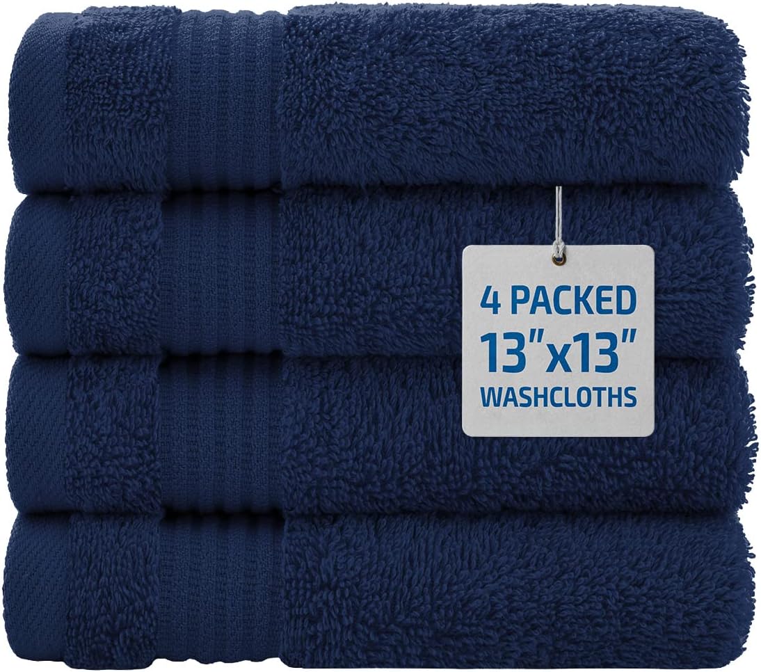 2 Washcloths, 2 Hand Towels, 2 Bath Towels, Soft & Absorbent 600 GSM Premium Hotel & Spa Quality 6 Piece Genuine Turkish Cotton Bathroom Towel Set, Aqua Blue (Fingertip Towels, Egyptian Blue)