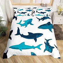 Ocean Sea Animal Bedding Set Shark Duvet Cover for Boys Girls Kids Single Size with 1 Pillowcase