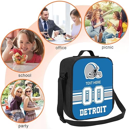 Vista 40 de Bolsa de almuerzo personalizada de Nueva Inglaterra, regalos para hombres, mujeres, fanáticos, con nombre y número personalizados, correas de hombro