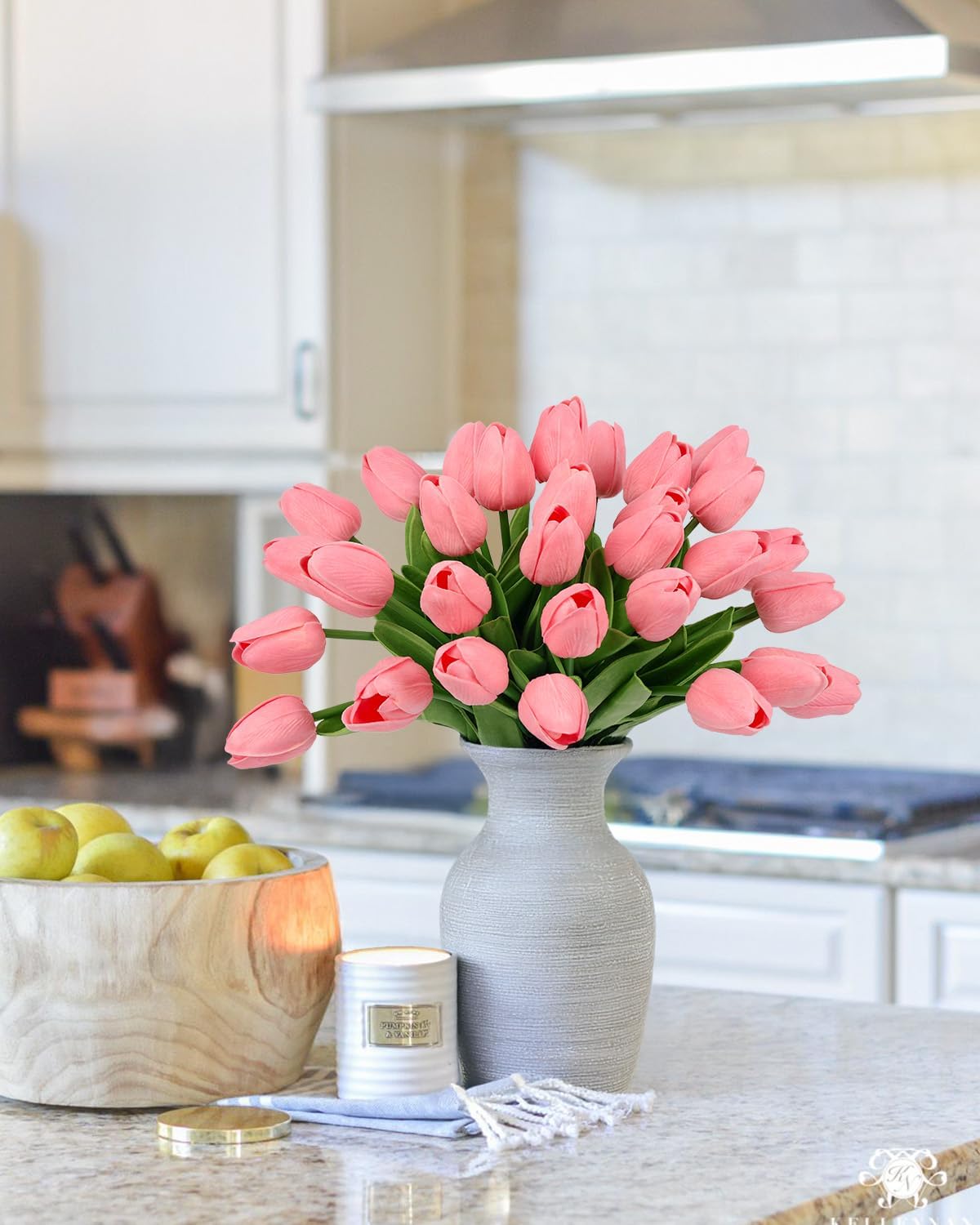 N&T NIETING Künstliche Tulpen, künstliche Blumen, Latex-Blumen mit Stielen für Heimwerker, Hochzeit, Zuhause, Garten, Hotel, Party, Büro, Dekoration, 12 Stück (Rosa)