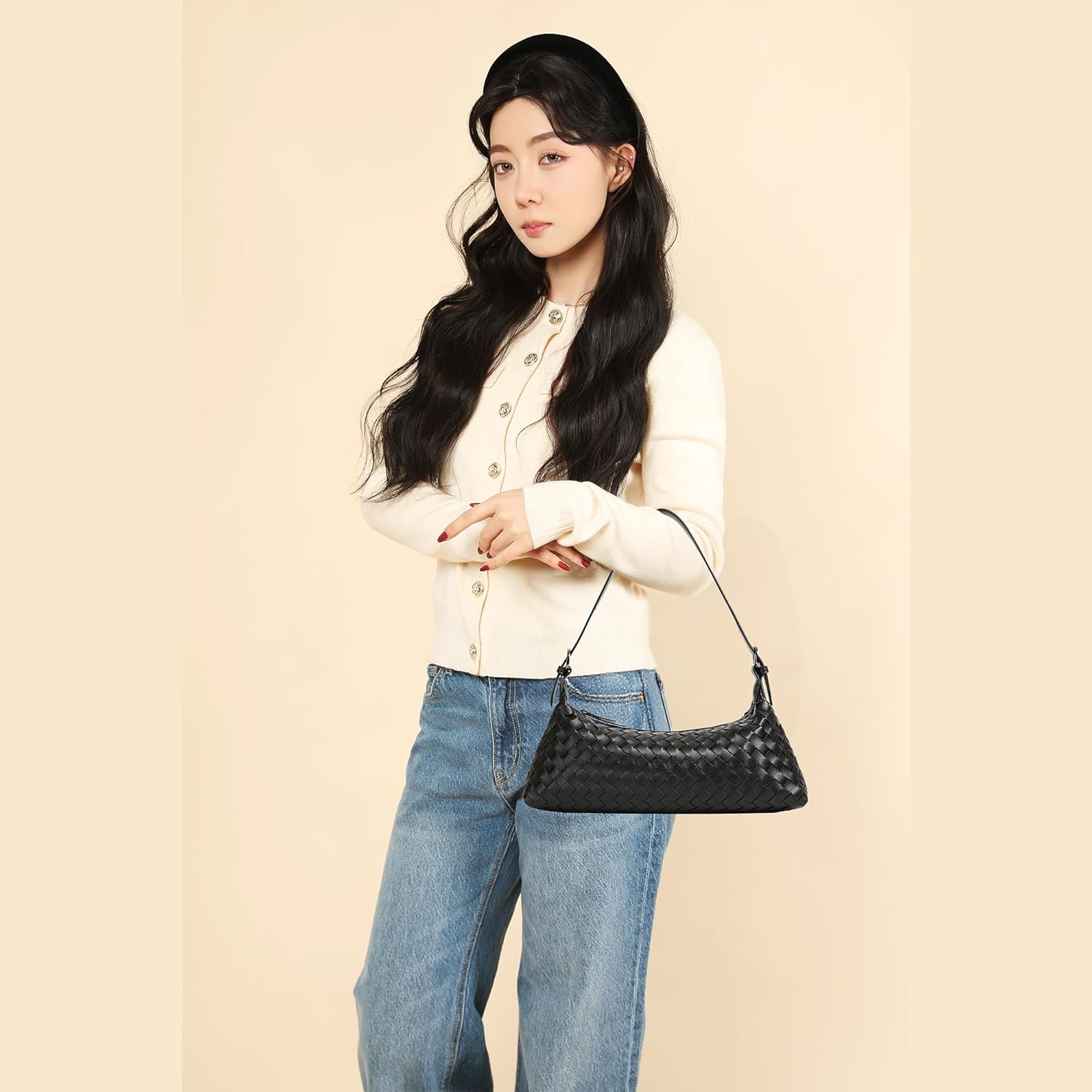 Shoulder Bags for Women, Woven Leather Crossbody Bag Small Purse Cute Hobo Tote Handbag Mini Clutch - Image 2