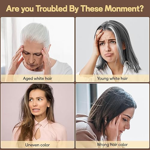 Miniatura 3 de COSMTEK Champú de tinte para el cabello castaño oscuro, champú de color para el cabello para mujeres, champú natural 3 en 1 para cabello gris,
