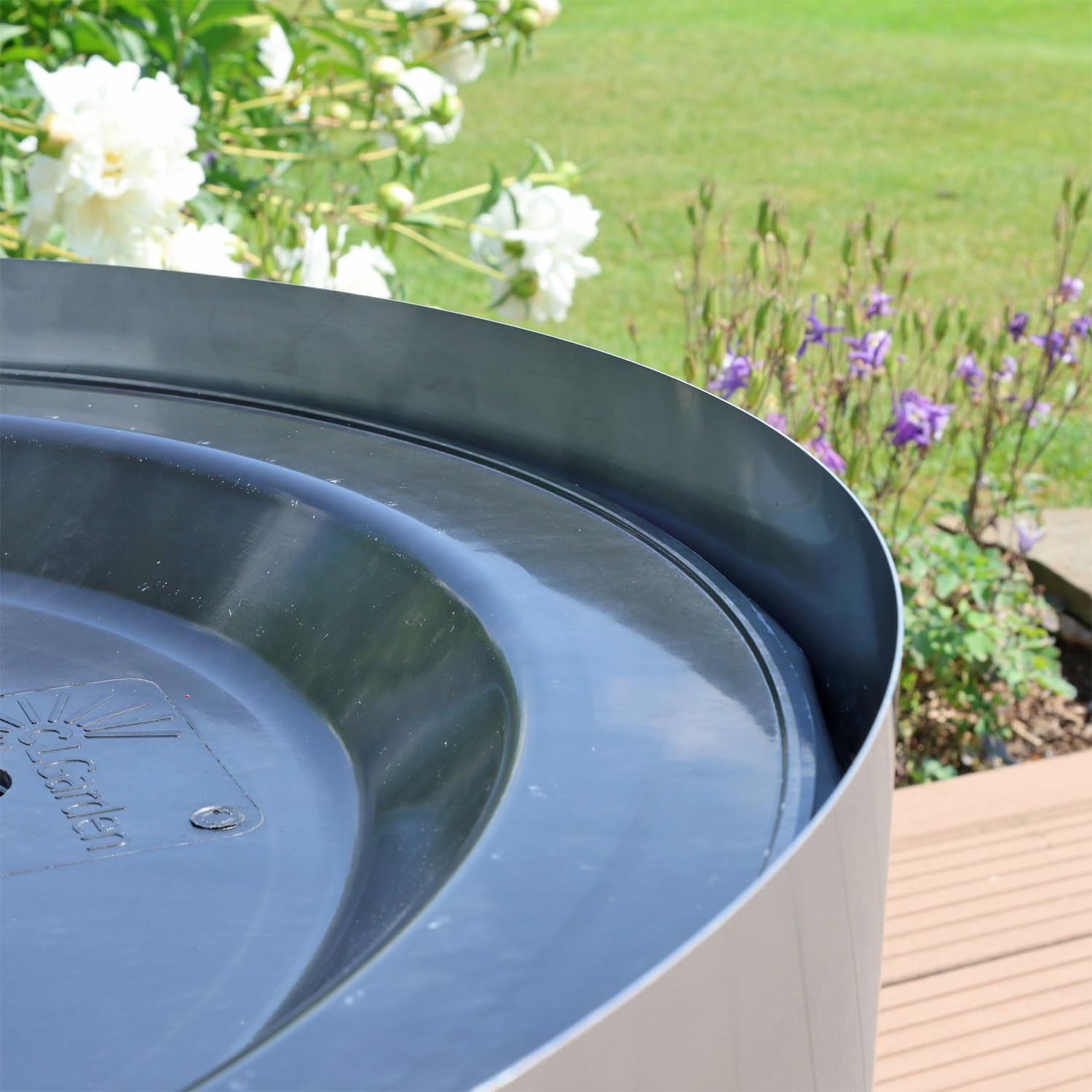 CLGarden Becken Set 90L ø 66cm mit Edelstahl Umrandung für Brunnen auf Terrasse Balkon Garten Springbrunnenbecken Brunnenbecken rund