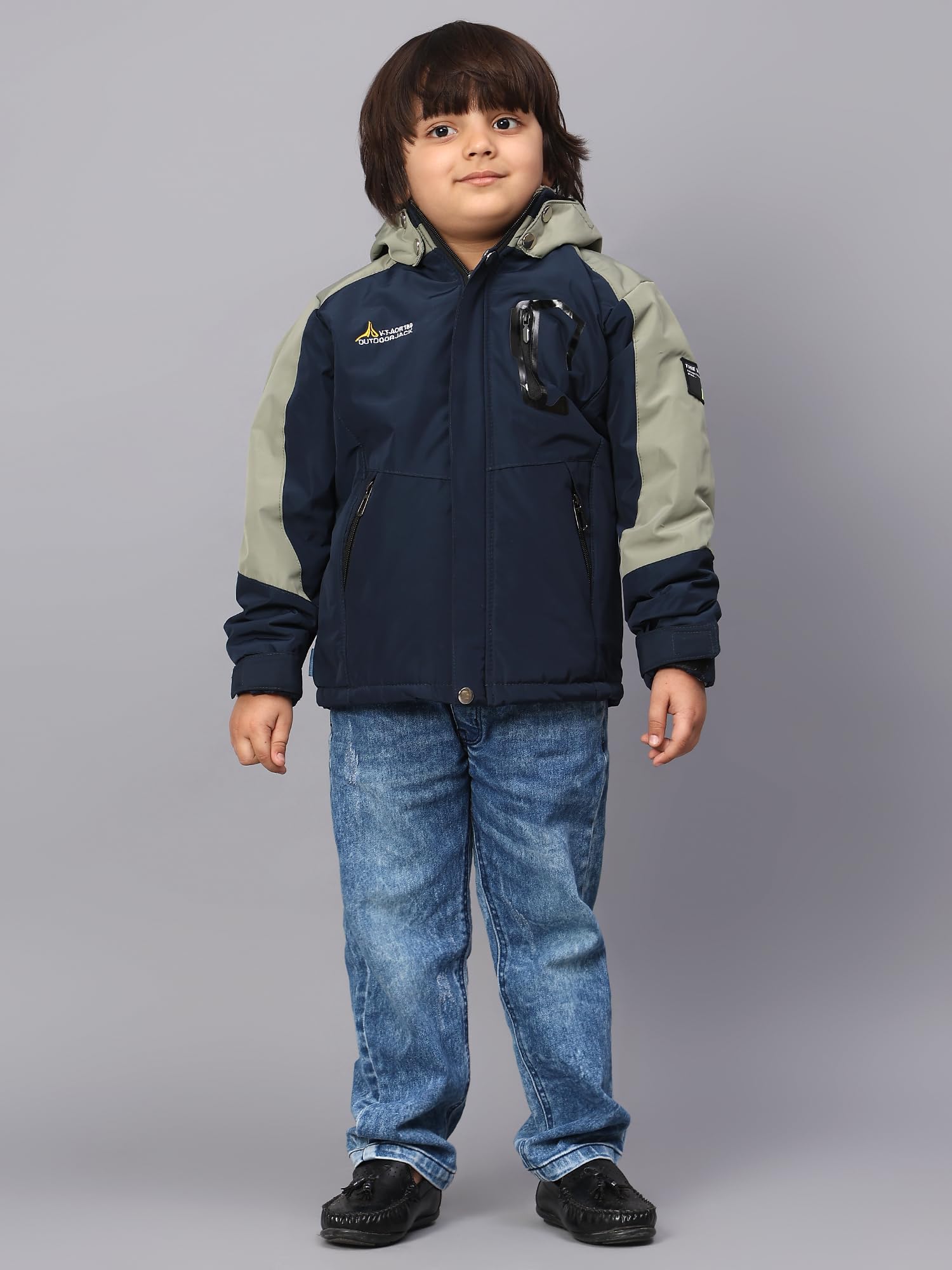 Sky Heights Boys Quilted Bomer Colorblock Hooded Jacket - Image 7 thumbnail