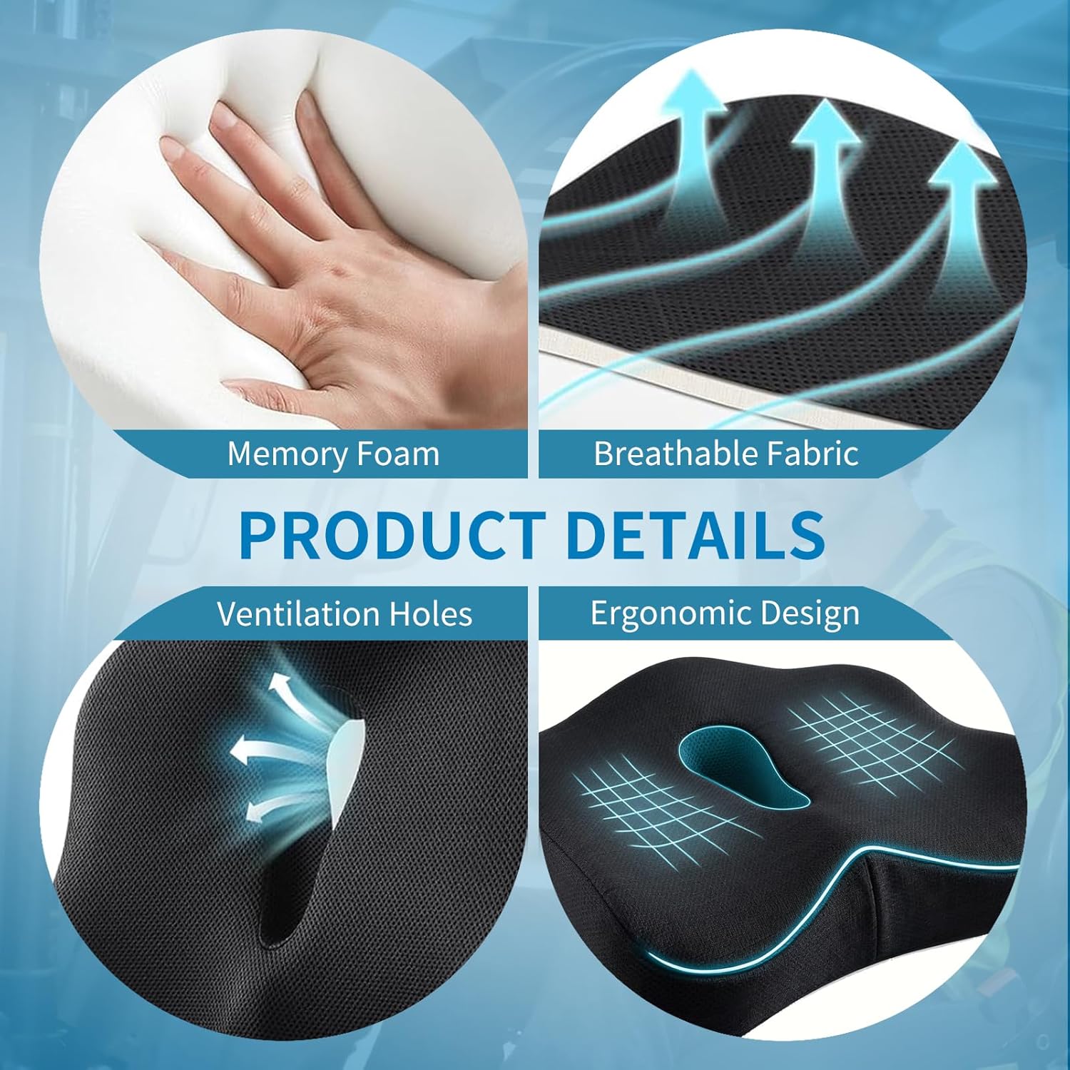 Forklift Seat Cushion, Memory Foam Seat Cushion, Pressure Relief Pad for Long Hours Operate Forklift, Extra-Dense Memory Foam for Soft Support, Ergonomic Accessories for Pain Relief