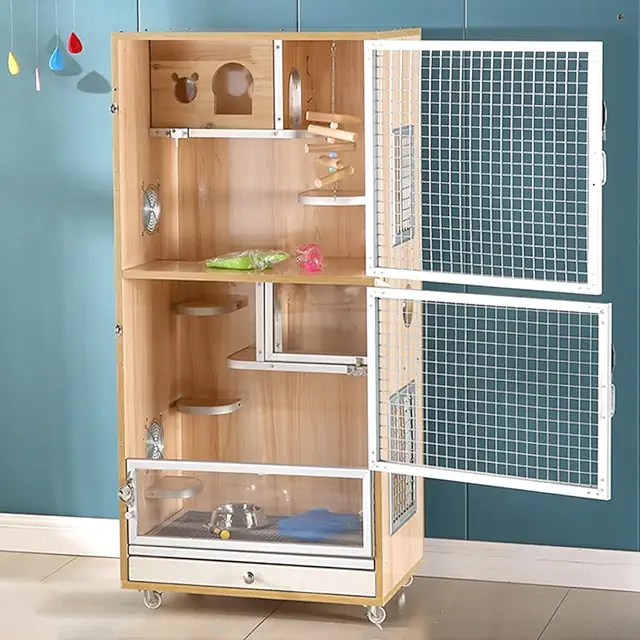 Cage en métal pour chinchilla - Armoire d'escalade avec tiroir pour petits animaux