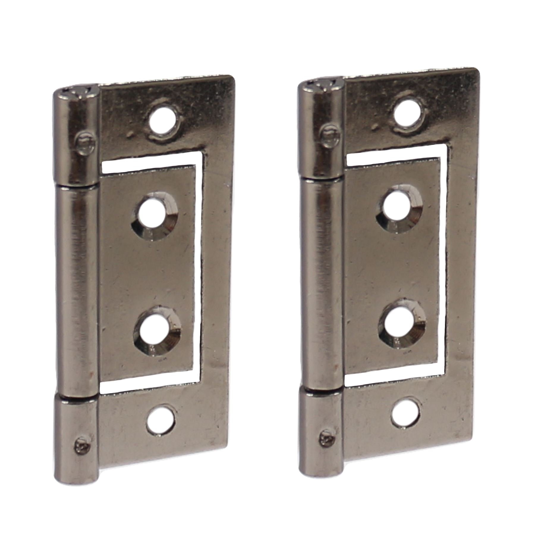 White Hinge Dark 10X Pairs Of 50Mm/2" Chrome Flush Hinges - Cupboard/Cabinet/Wardrobe Hinges