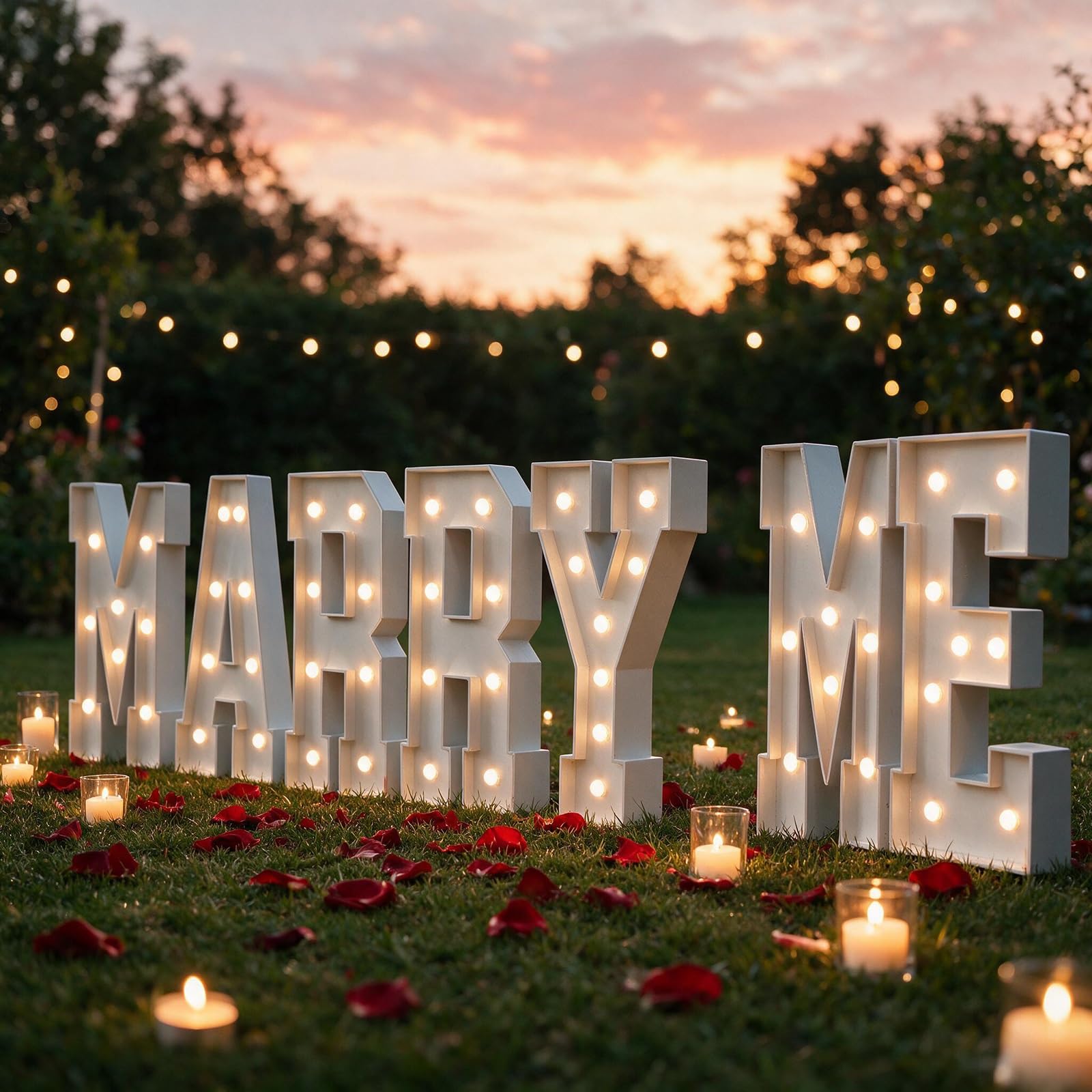 "Marry Me" LED Leuchtbuchstaben Marquee Schild für Hochzeitsdeko | KT-Schaumplatte Vorgecutt, Heiratsantrag Deko, Leichter Aufbau, Kabellos, Leicht, Mehrfach Verwendbar(Warm white,100cm)