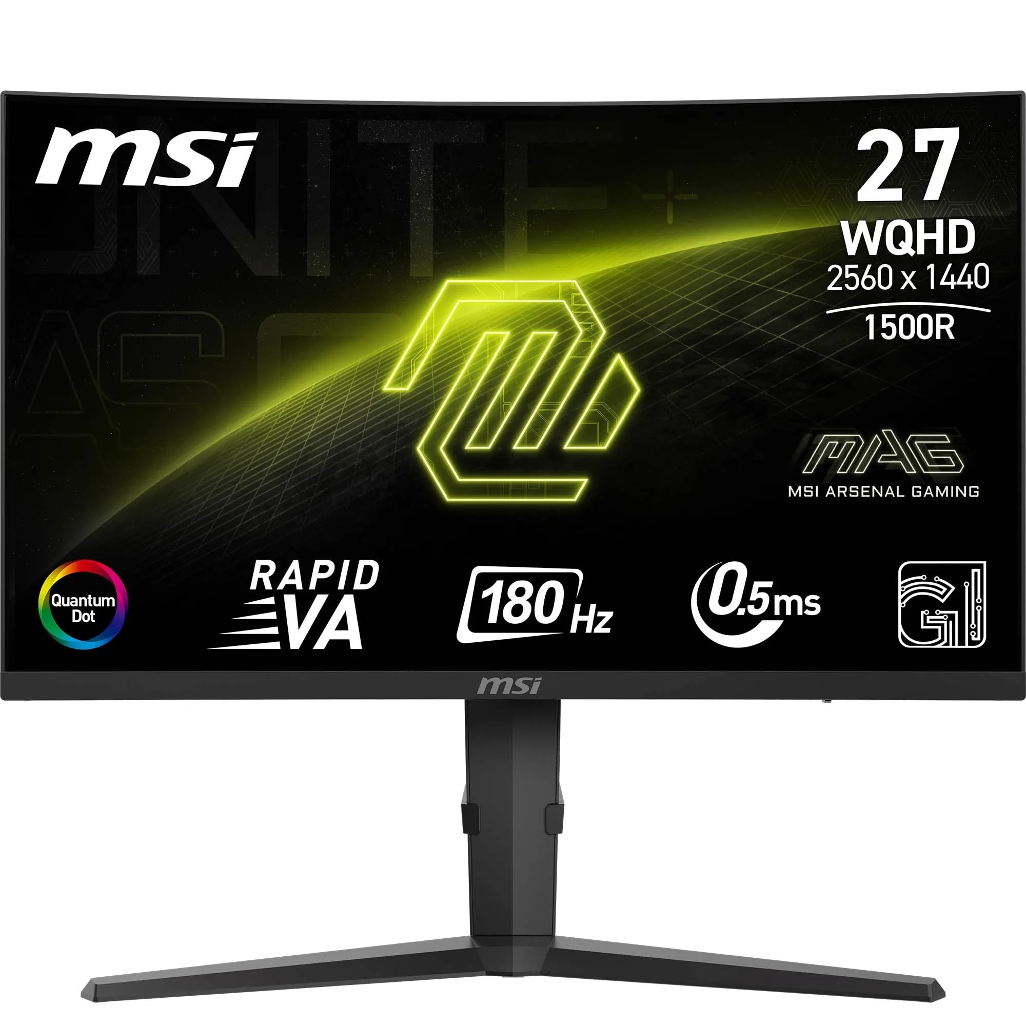 MSI MAG 275CQRF QD E2 27 Inch WQHD Curved Gaming Monitor - 1500R 2560 x 1440 Rapid VA Panel, 180 Hz - 05ms (GtG, Min), Adaptive Sync - DP 14a, HDMI 20b CEC