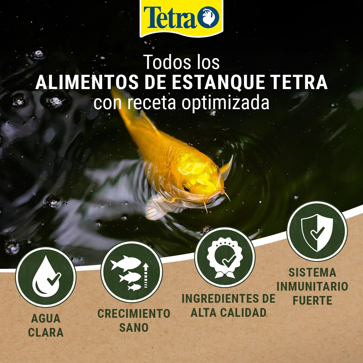 Tetra Pond Multi Mix, Comida para varios peces de estanque con cuatro tipos de comida (barritas, wafers, escamas y gammarus), bolsa de 4 L