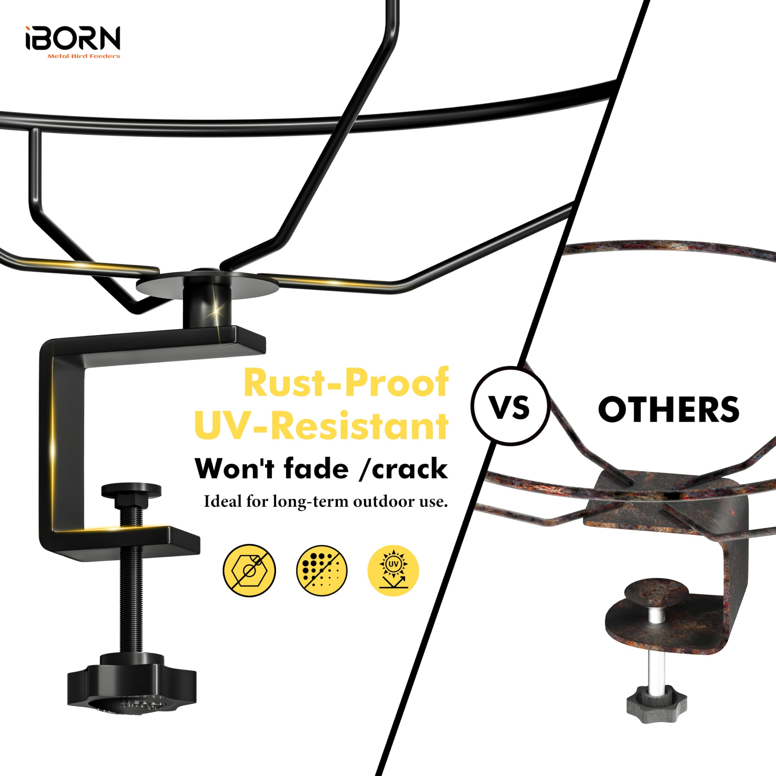 iBorn Vasca per uccelli per esterni, 30 cm, per esterni, con morsetto da 8,1 cm, ciotola senza BPA, 1 confezione (non include fontana)