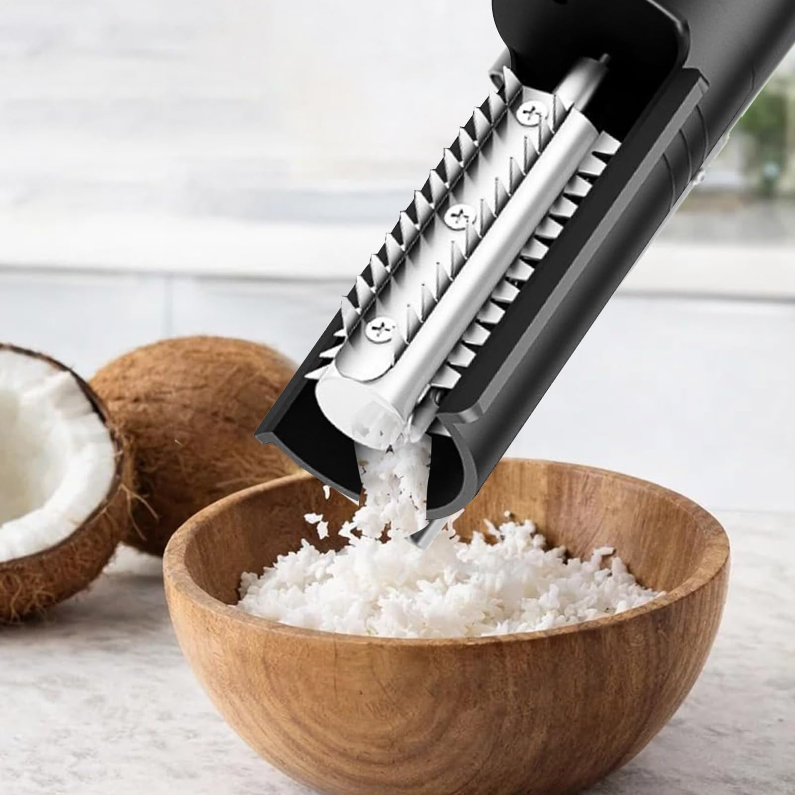 Rallador de Coco Eléctrico Inalámbrico Giratorio Antisalpicaduras de Mano