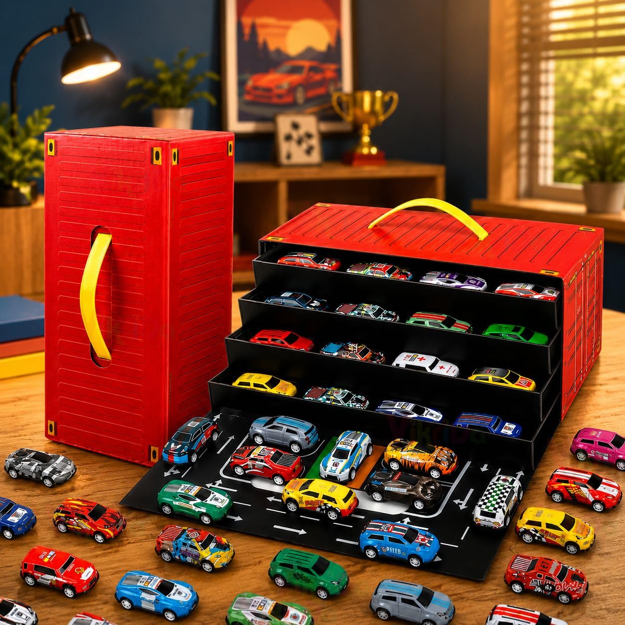 VikriDA 48-Piece Pull Back Car Toy Set for Kids 3+ Years, Mini Racing Cars Bulk Pack, Friction Powered Pull Back Vehicles, Educational Learning Toys, Birthday Return Gifts for Boys & Girls-image-34