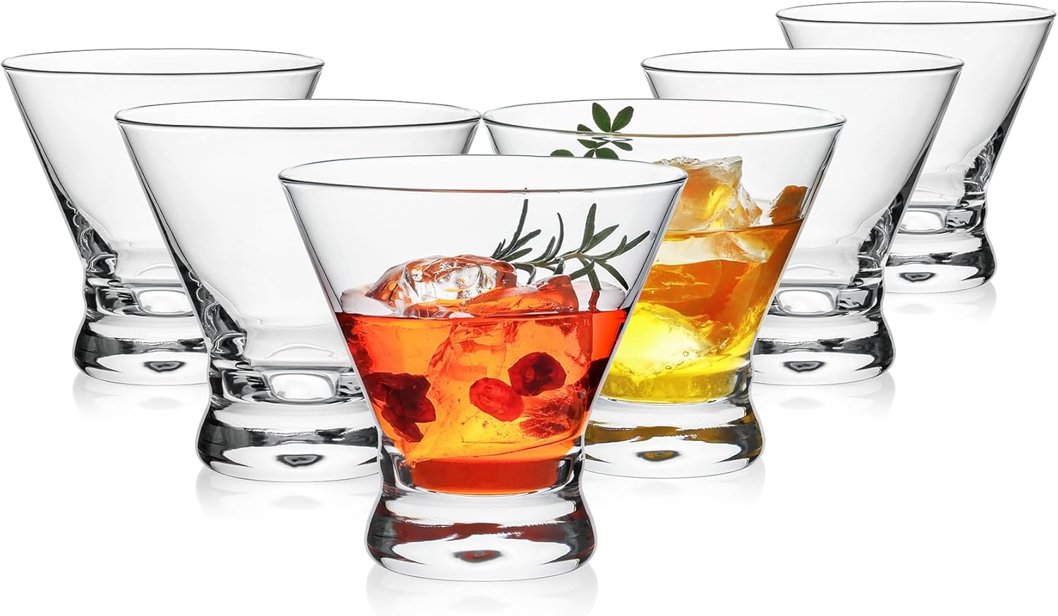 Martini Glasses Set of 8, 8oz Stemless Martini Cocktail Glasses for Margarita, Cosmopolitan, Manhattan, Home Bar, Gimlet, Pisco Sour, Brandy, Crystal Clear