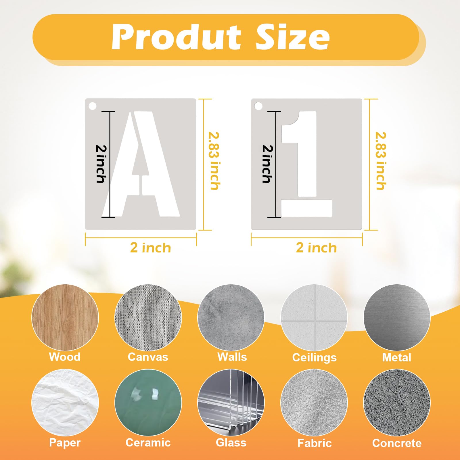 2 inch Letter Stencils 42 Pcs Large Reusable Alphabet Letter NumberStencils for Painting on Wood Wall Fabric Rock DIY Art Projects (2 inch)