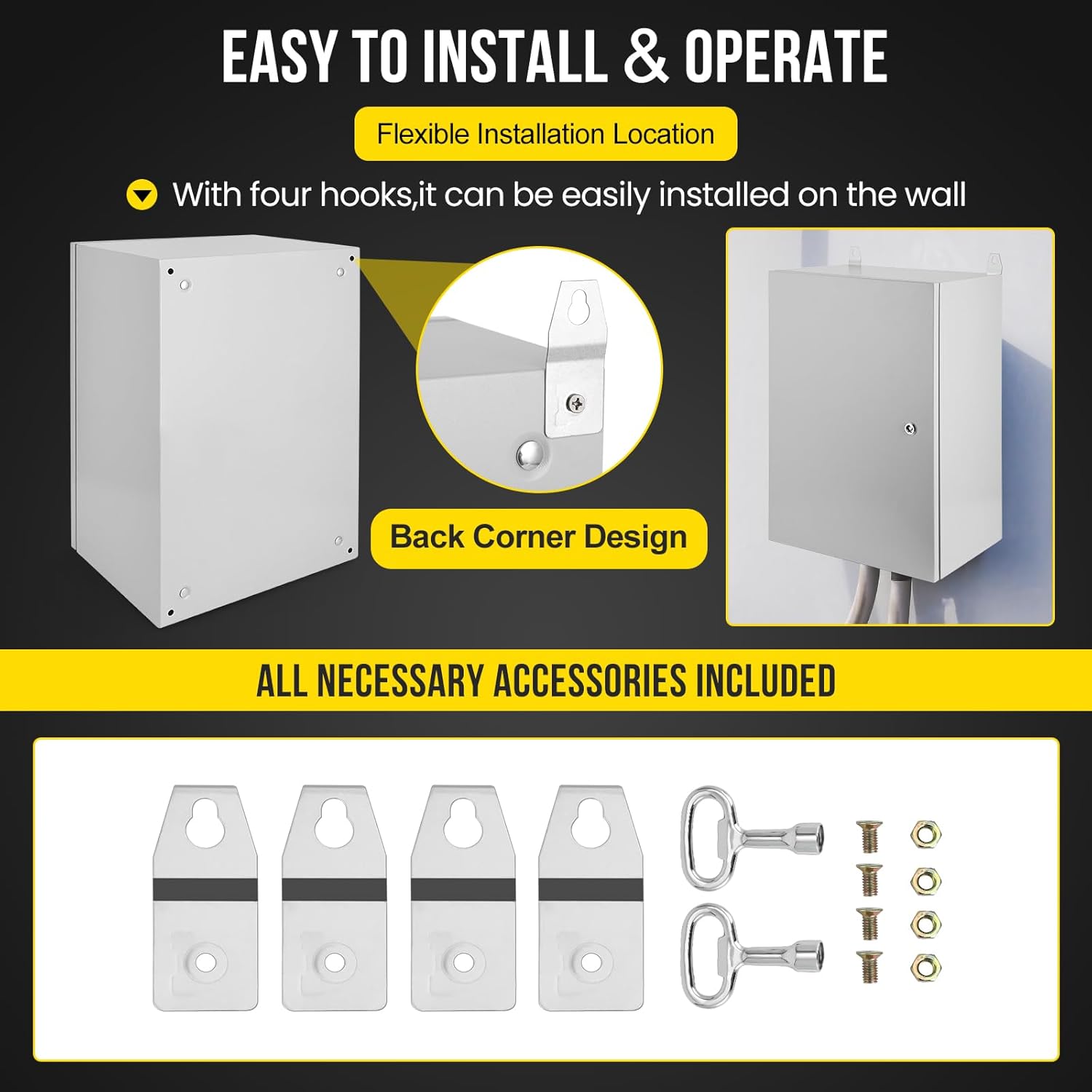 Project Boxes for Electronics, Outdoor Waterproof Electrical Box with Lock & Mounting Plate, Electrical Enclosure Protection Boxes for Power Project, Breakers, Power Distribution Block