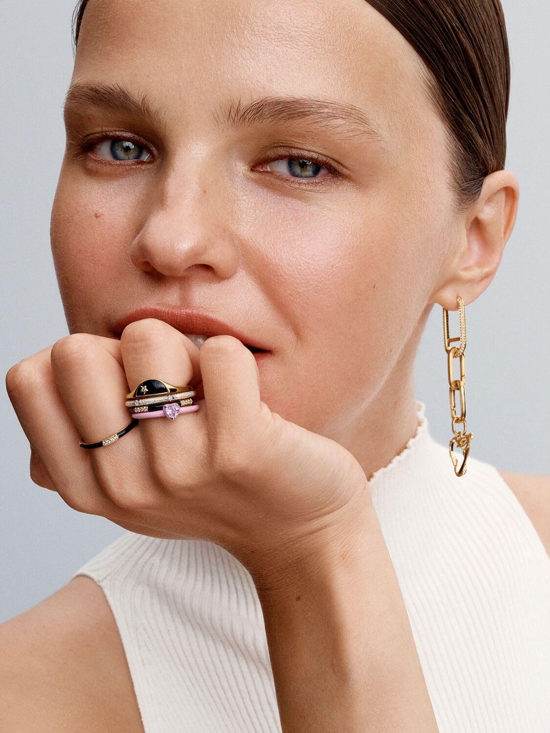 Pandora ME Textur-Ring, 14-karätig vergoldet, mit klarem Cubic Zirkonia