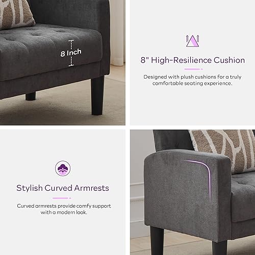 Miniatura 5 de TYBOATLE Juego de 2 sillas decorativas, modernas de mediados de siglo, tapizadas, copetudas, para sala de estar, dormitorio, sala de espera, silla