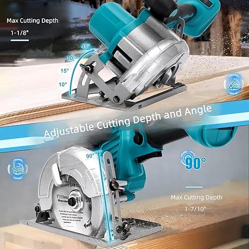 Miniatura 3 de Sierra circular inalámbrica sin escobillas de 5 pulgadas Heimerdinger con batería de 4000mAh, sierra circular compacta de 6500 RPM, mandril de 20mm