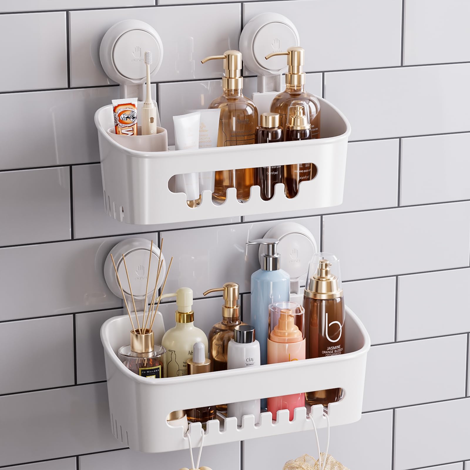 Panier de douche à ventouse LEVERLOC robuste et élégant pour bain