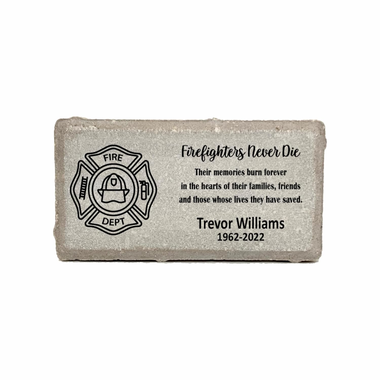Personalized Firefighter Memorial Garden Stone | Durable Outdoor Remembrance Plaque