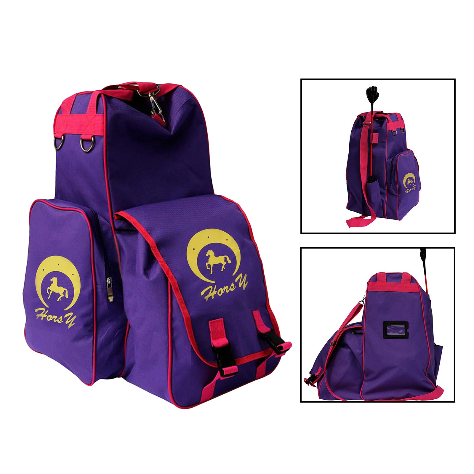 #N/A/a Mochila Ecuestre portátil Casco de Montar a Caballo Botas Bolsa de Pantalones para Deportes al Aire Libre - Púrpura