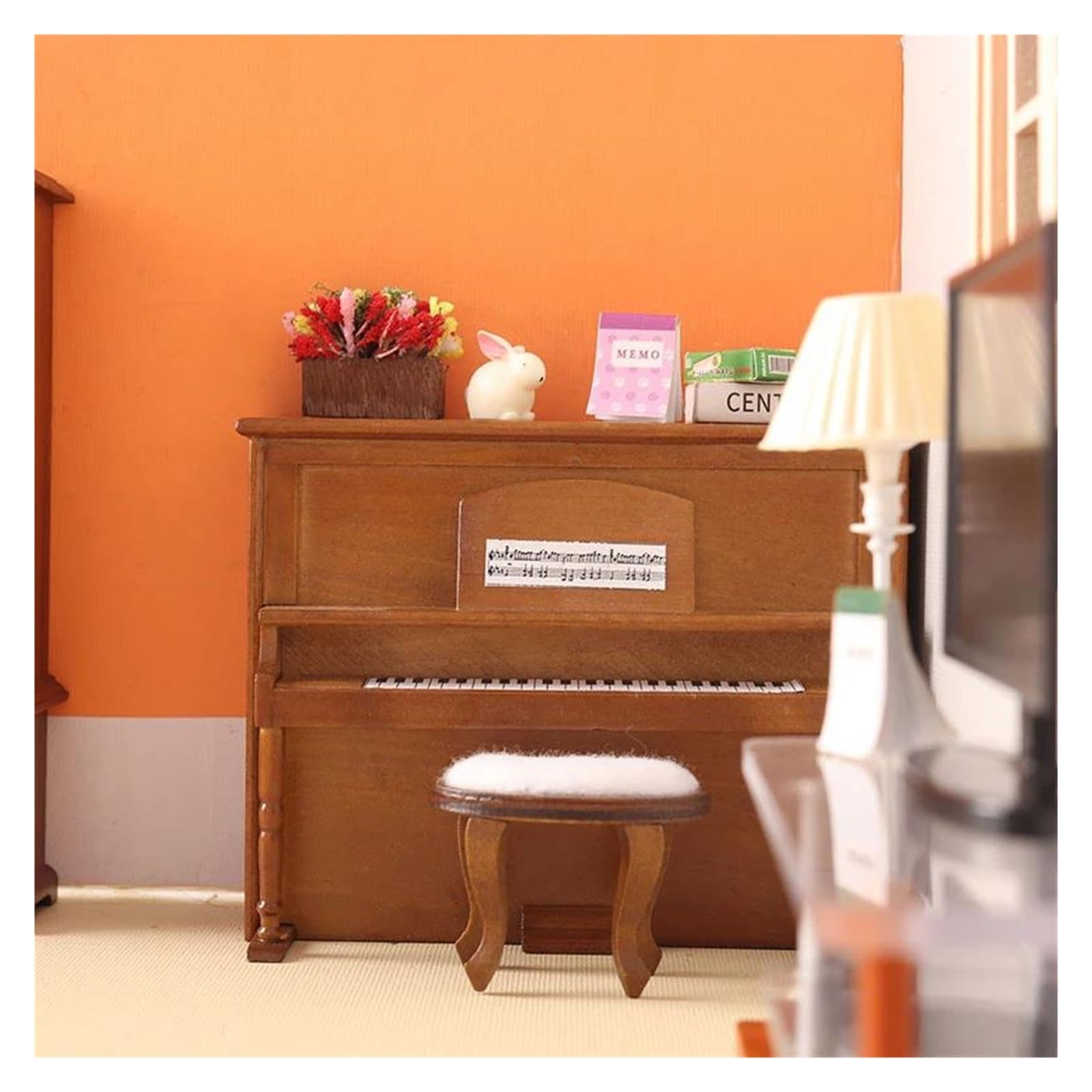 Milisten Mini Piano Jouet Pour Maison De Poupée – Instrument 9x7x3,8 Cm Avec Tabouret Et Partition, Décoration Miniature