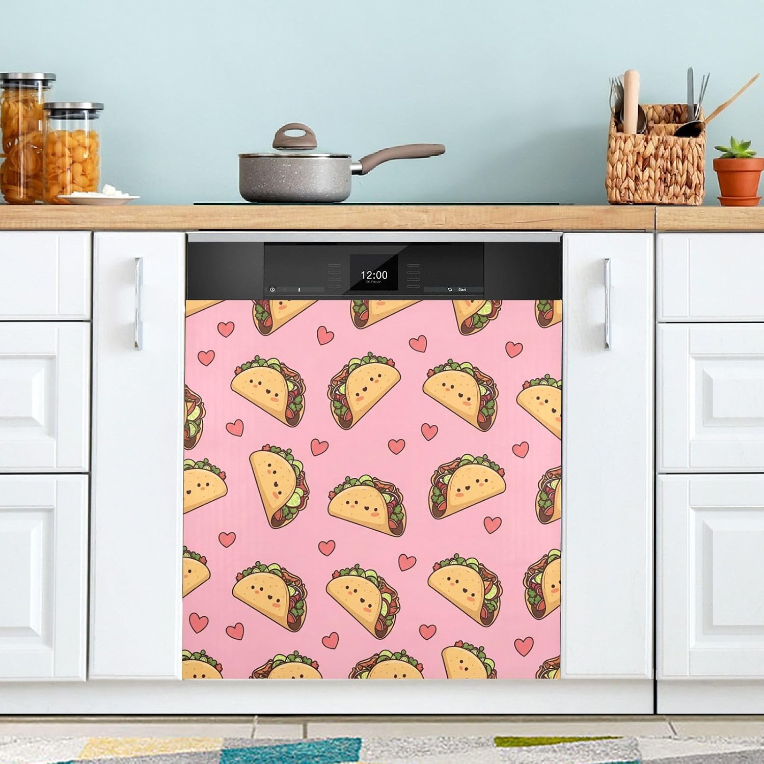 QUGRL Cute Cows Hearts Milk Cheese Dishwasher Magnet Cover Front Door Valentine's Day Refrigerator Covers Magnetic Sheet Sticker Wash Machine Fridge Panel Decal for Kitchen Appliance 23x26 i