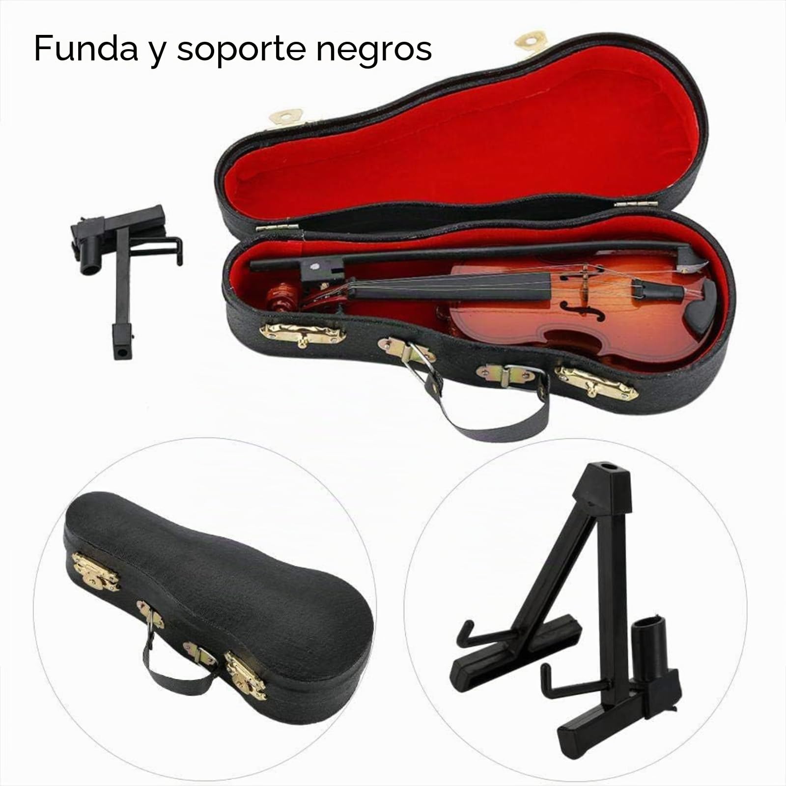 Modelo de Violín en Miniatura, Modelo de Madera Mini Violin Muestra Modelo de Violín de Adorno Musical con Soporte de Arc y Estuche Negro para el Cumpleaños de la Decoración