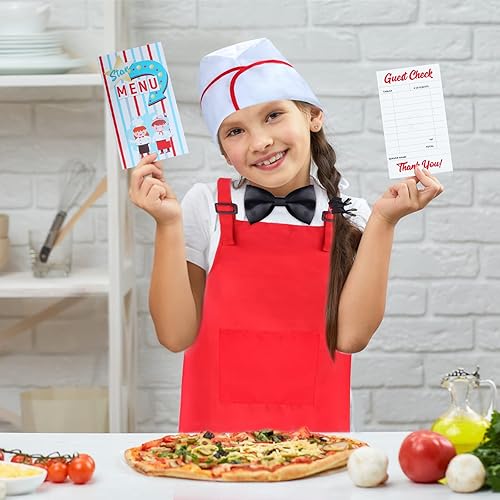 Miniatura 6 de Juego de disfraz de camarero para niños, kit de disfraz de proveedor, 6 piezas, delantal, pajarita, guantes, tarjetas para Halloween, juego de