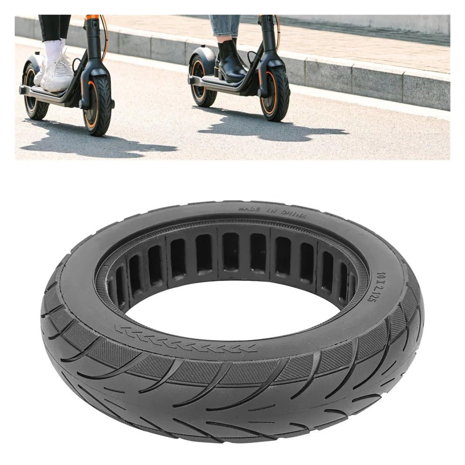 Pełna opona do hulajnogi elektrycznej, pasująca Ninebot, Segway, F20, F25, F30, F40, gumowe, bezdętkowe, pogrubione Opona pełna do hulajnogi elektrycznej