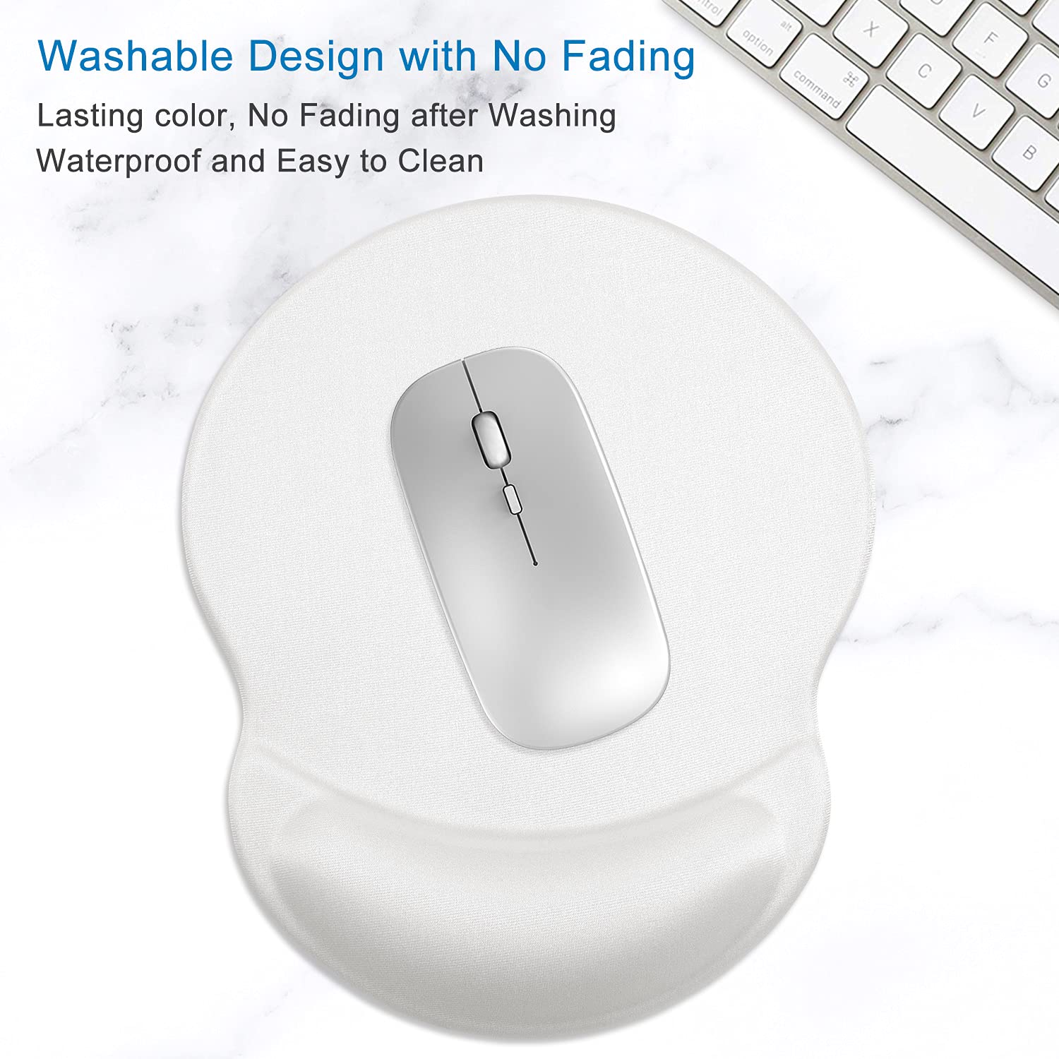 ITNRSIIET Tapis de Souris avec Repose-Poignet en Gel, Confort avec Repose-Poignet Ergonomique, Base en PU antidérapant, pour Ordinateur et Ordinateur Portable, Blanc - 4