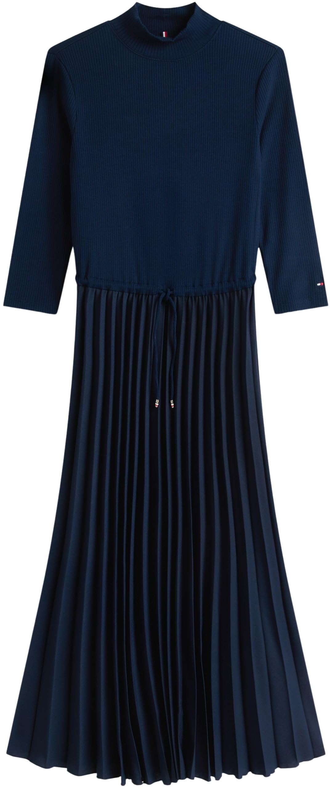 Tommy Hilfiger Vestido Mujer Slim Rib Mix Midi, Azul (Dark Night Navy), XXS