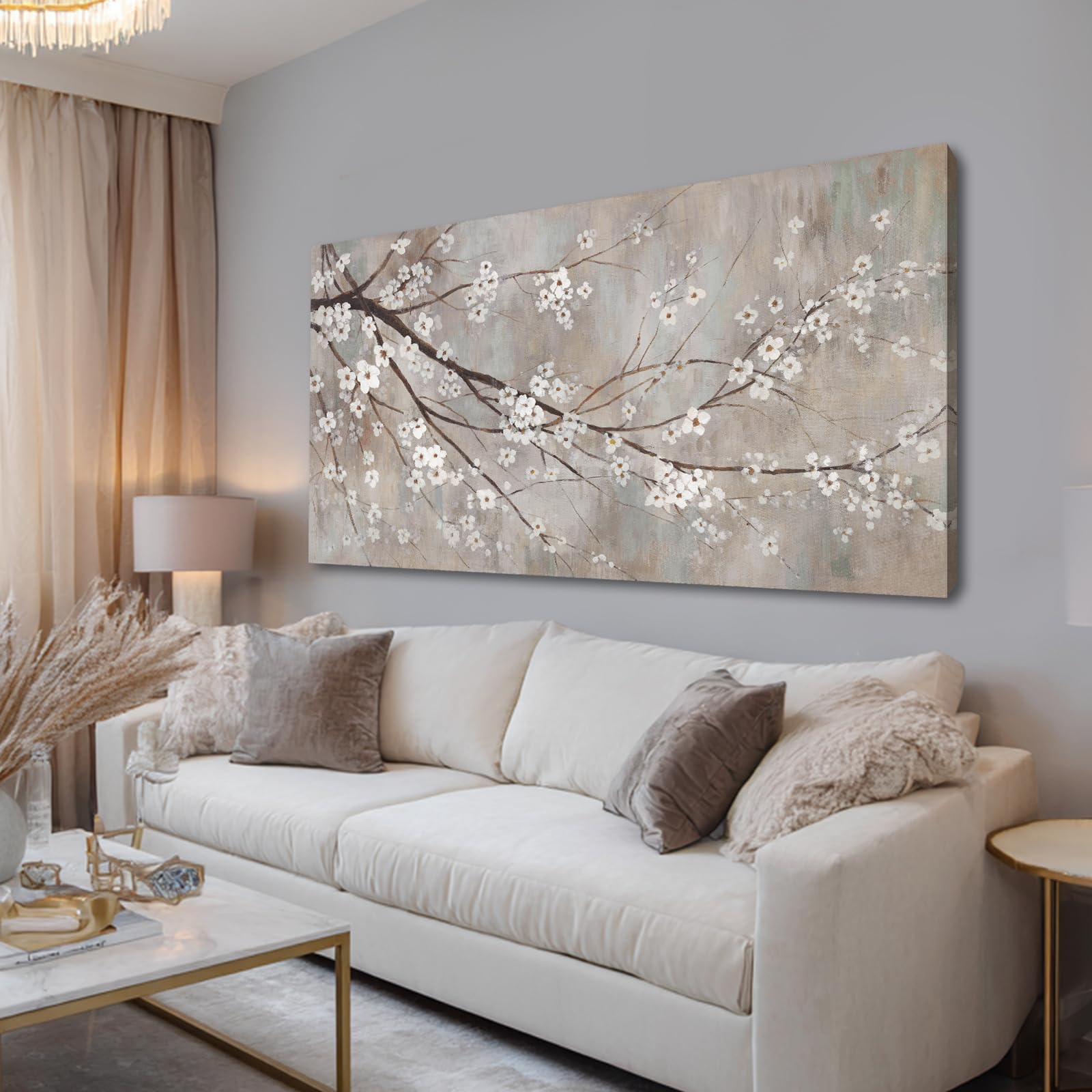 XIANSHOU Flowers Wall Art Plum Blossom Artwork Nature Wall Decor Canvas Prints Pictures Large Poster Arts 24"x48"