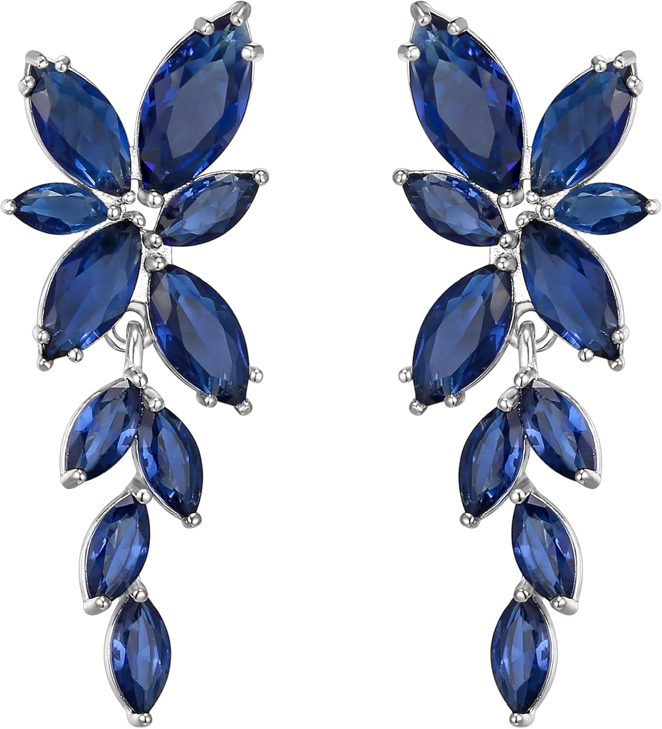 Crysdue Marquise Cubic Zirconia Bridal Drop Dangle Earrings, Wedding Earrings for Brides Bridesmaids Women Prom Pageant