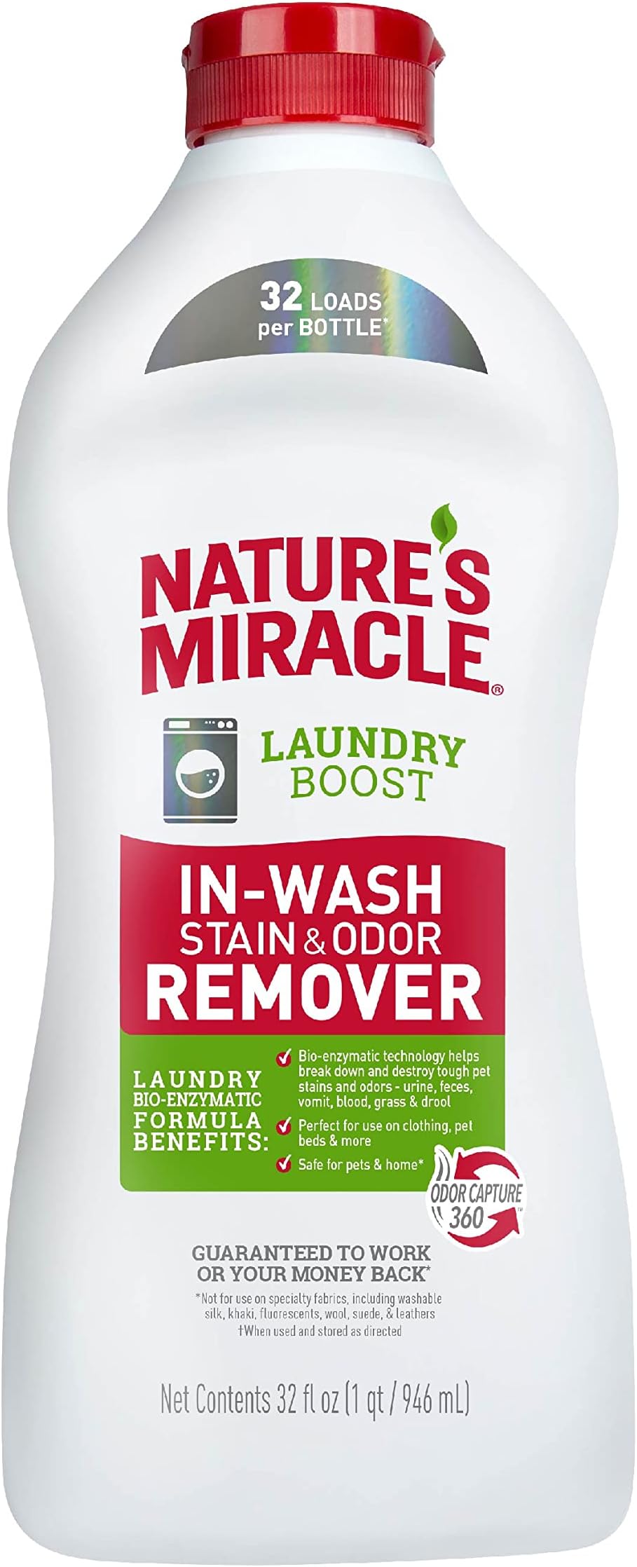 - Nature’s Miracle Laundry Boost In-Wash Stain and Odor Remover, 32 Ounces, Laundry Stain and Odor Removing Additive For All Machines