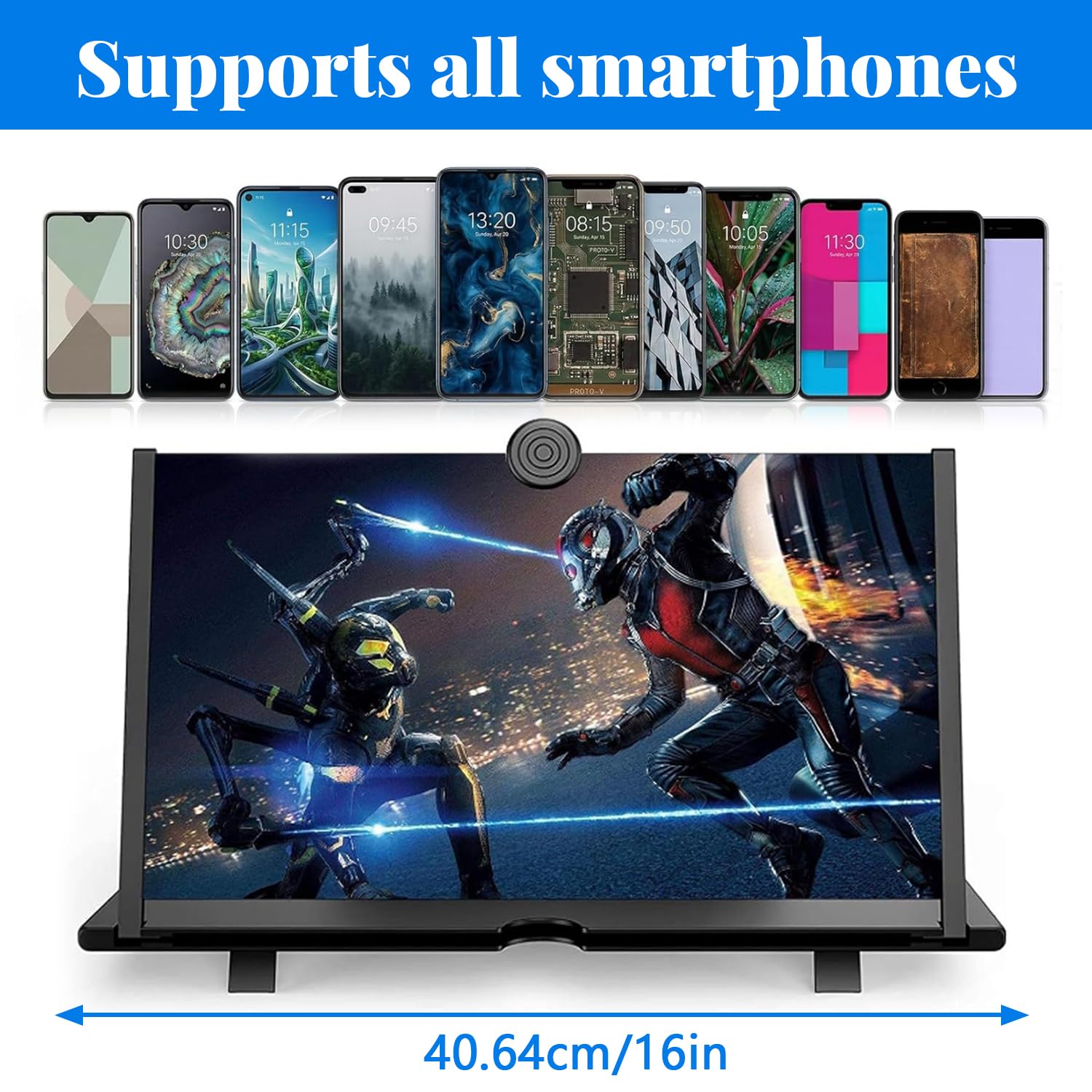 16 Pouces Agrandisseur ecran Telephone, loupe d'écran Anti Bleu 3D HD pour téléphone Portable, Loupe d'écran pour téléphone Portable, pour Regarder des Vidéos sur Tous Les Smartphones