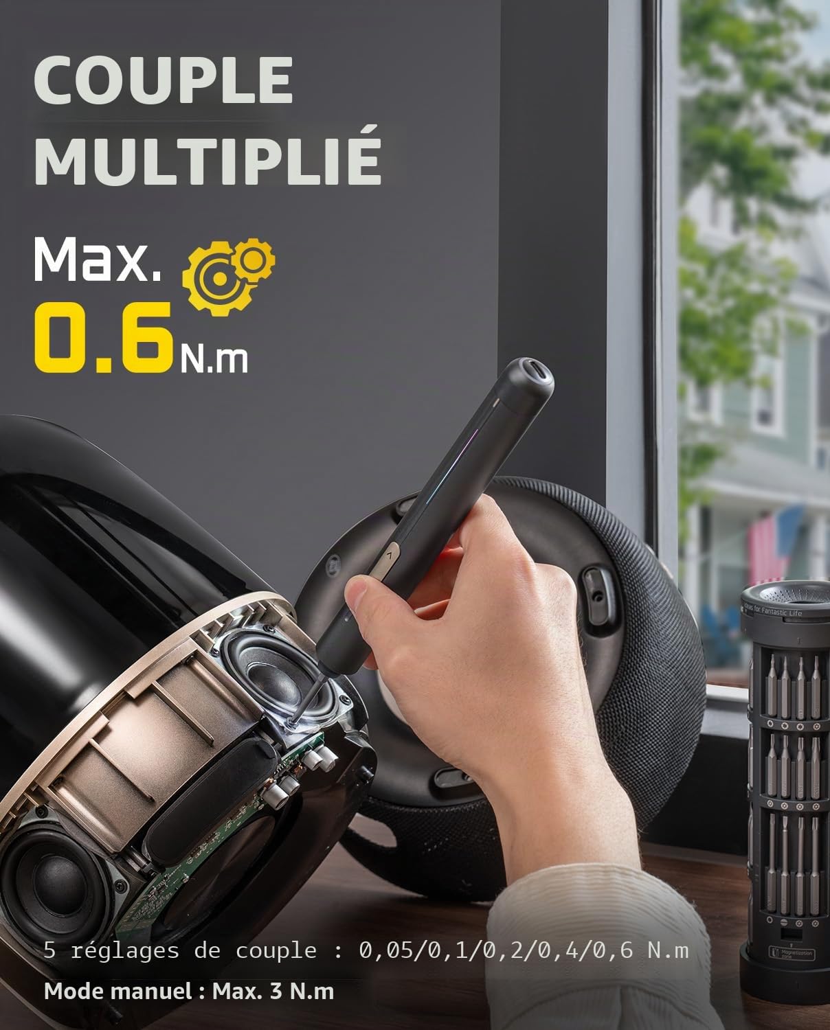 Fanttik E2 Ultra Mini tournevis électrique, couple maximal de 0,6 N.m, tournevis electrique sans fil avec 50 embouts magnétiques,convient pour téléphone portable/caméra/ordinateur portable/montre